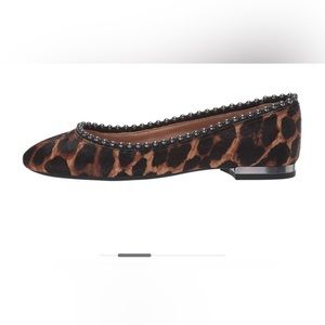 Jessica Simpson- “Gillian” leopard calf hair with beaded trim